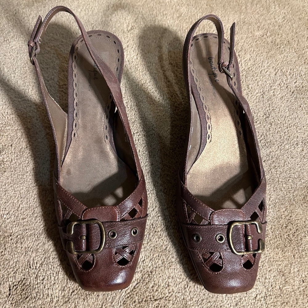 boutique nordstrom brown leather heels